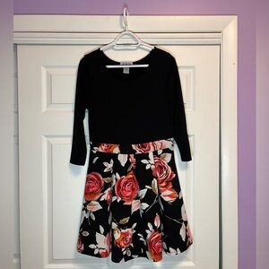 Size XL - Three Pink Hearts Trixxi black and floral dress